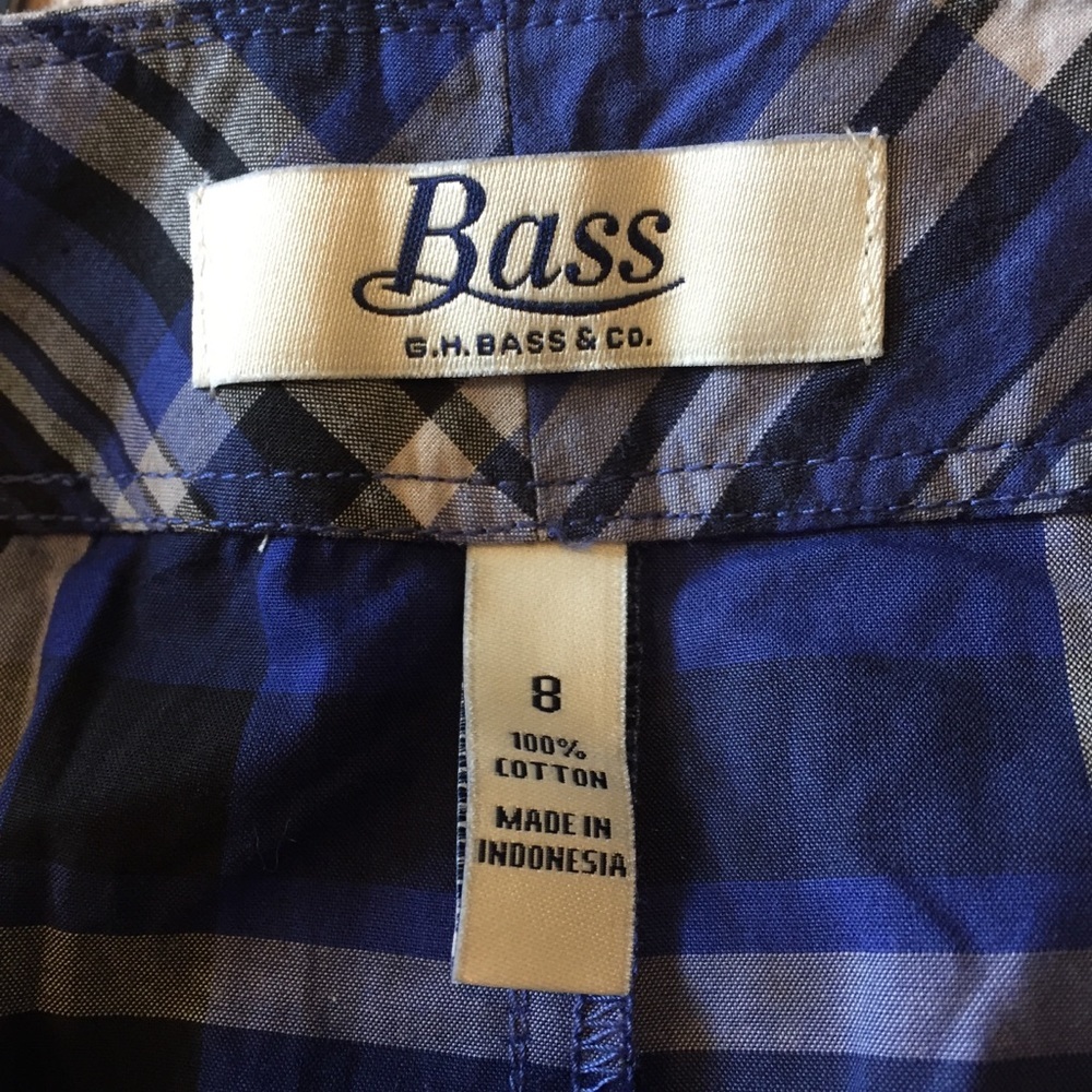 NWT G.H. Bass Plaid Cotton Skirt 8 blue black - Picture 5 of 7
